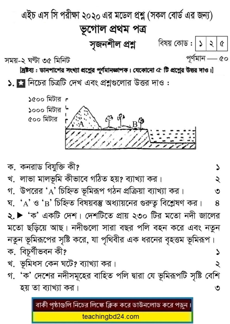 HSC Geography 1st Paper Suggestion and Question Patterns 2020-5